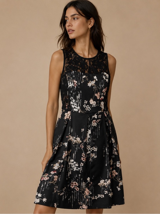White House Black Market Dresses & Skirts - White House Black Market Floral Lace Sleeveless Fit & Flare Dress Sz 4 NWT